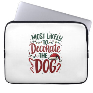 Kerstmis Waarschijnlijk Versier Hond Xmas Familie Laptop Sleeve