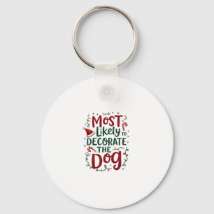 Kerstmis waarschijnlijk versieren hond Xmas famili Sleutelhanger