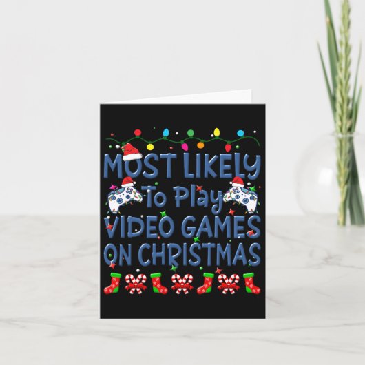 Kerstmis Waarschijnlijk Videogames Spelen Met Kers Kaart (Voorkant)