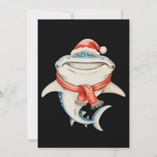 Kerstmis Walvishaak Kerstman Hoed Xmas Vakantie Feestdagenkaart