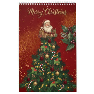 Kerstmis Wandkalender - Vintage Kerstman & Fe Kalender