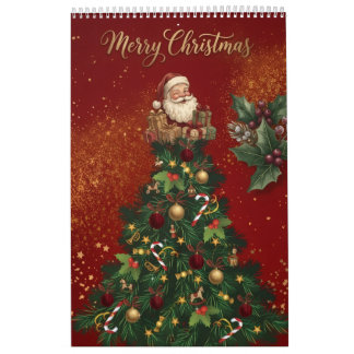Kerstmis Wandkalender - Vintage Kerstman & Fe Kalender