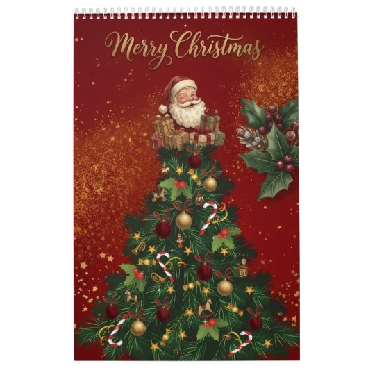 Kerstmis Wandkalender - Vintage Kerstman & Fe Kalender (Hoes)