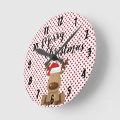 Kerstmis Wandklok Rendier Polka Dot Polkadot P (Hoek)