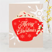 Kerstmis Warm Chocolade Bruine Sneeuwvlok Kaart (Gele Bloem)