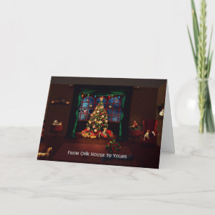 Kerstmis Warm en Kerstboom Gezellig Kaart