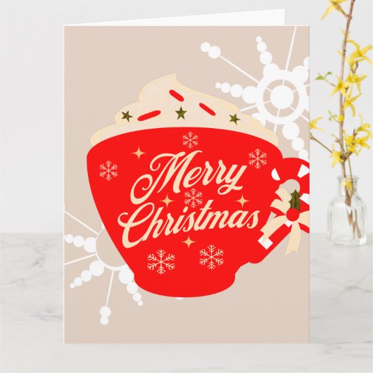 Kerstmis Warm Kakaokleurig Sneeuwvlok Kaart (Gele Bloem)
