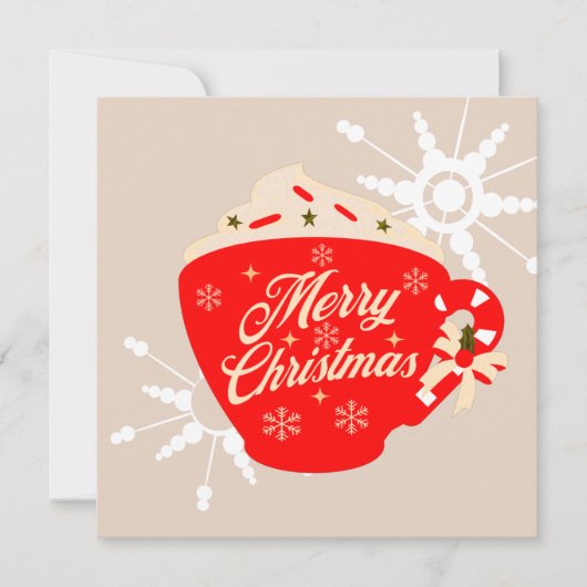 Kerstmis Warme Chocolade Bruine Sneeuwvlok Kaart (Voorkant)