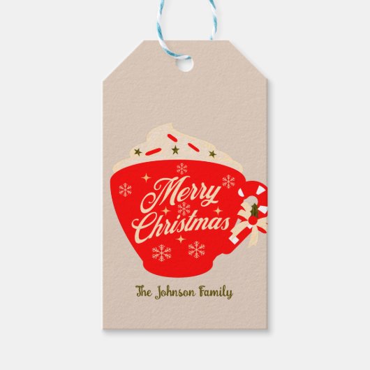 Kerstmis Warme Chocolade Tan  Cadeaulabel (Voorkant)