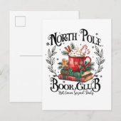 Kerstmis warme chocolademelk Noordpool Boekclub  Uitnodiging Briefkaart (Voorkant / Achterkant)