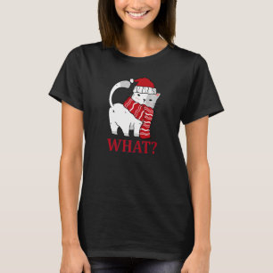 Kerstmis WAT Cat in Santa Hat Prettige feestdagen T-shirt