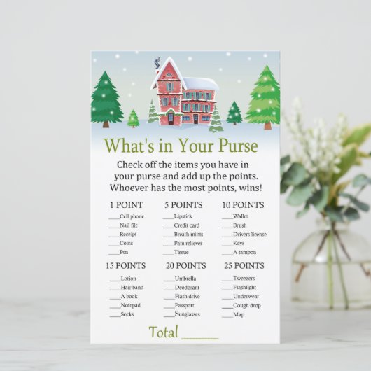 Kerstmis Wat is er in je handtas? (Staand voorkant)