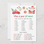 Kerstmis Wat is je Elf Naam Spel Feestdagenkaart (Voorkant)
