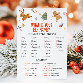Kerstmis Wat is je Elf Naam Spel Feestdagenkaart