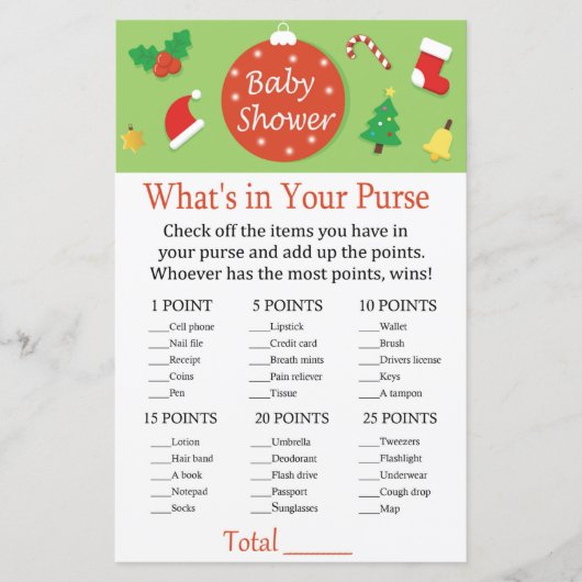 Kerstmis Wat zit er in je handtas? (Voorkant)