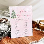 Kerstmis Wat zit er in je tas Baby shower spel Kaart