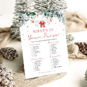 Kerstmis Wat zit er in je tas Baby shower spel Kaart