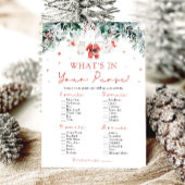 Kerstmis Wat zit er in je tas Baby shower spel Kaart