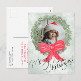 Kerstmis Watercolor Krans Fotolijst Feestdagenkaart