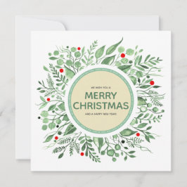 Kerstmis Watercolor Krans Vakantiekaart Feestdagenkaart