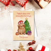 Kerstmis Watercolor Luiaard Wenskaart