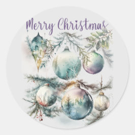 Kerstmis Watercolor Ornamenten Ronde Sticker