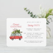 kerstmis waterverf auto feestdagenkaart (Staand voorkant)