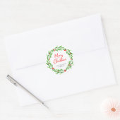 Kerstmis Waterverf Berries en Greenery Wreath Ronde Sticker (Envelop)