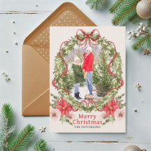 Kerstmis Waterverf Bloemenslinger Familie Foto
