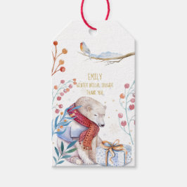 Kerstmis-waterverf-cadeaubijsluiter met berennaam cadeaulabel