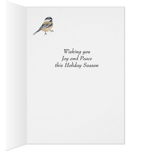 Kerstmis Waterverf Chickadee Bird Joy & Peace (Binnen (Rechts))