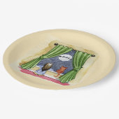 Kerstmis Waterverf Cute Child & Kitty Cat Papieren Bordje (Gekanteld)