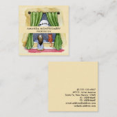 Kerstmis Waterverf Cute Child & Kitty Cat Vierkante Visitekaartje (Voorkant / Achterkant)