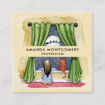 Kerstmis Waterverf Cute Child & Kitty Cat