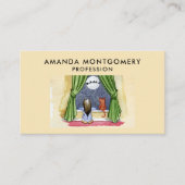 Kerstmis Waterverf Cute Child & Kitty Cat Visitekaartje (Voorkant)