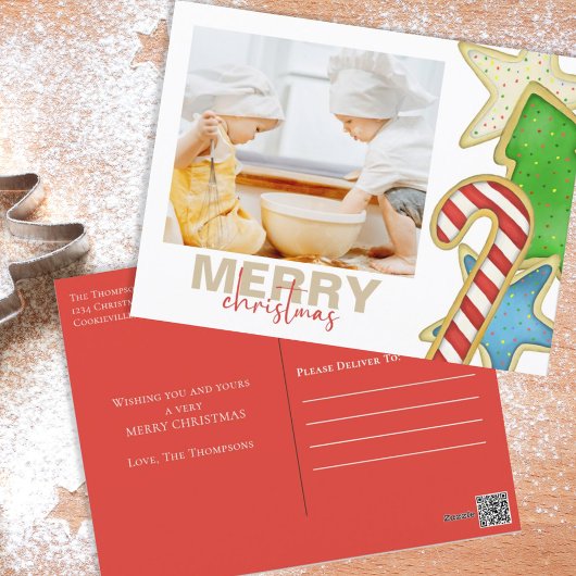 Kerstmis Waterverf Cute Cookies 1 Feestdagenkaart