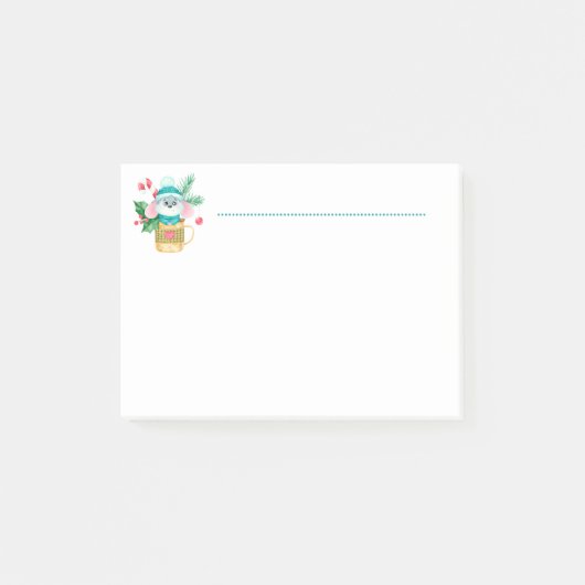 Kerstmis Waterverf Cute Mouse Mok Post-it® Notes (Voorkant)