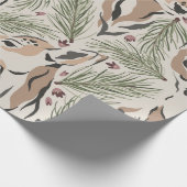 Kerstmis Waterverf Deer & Pine Tree Cadeaupapier (Hoek)