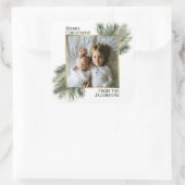 Kerstmis Waterverf Denn met Foto Vierkante Sticker (Tas)