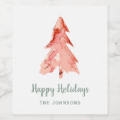 Kerstmis Waterverf feestdag Wijn Etiket (Enkel label)