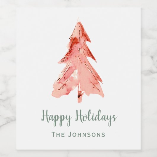 Kerstmis Waterverf feestdag Wijn Etiket (Enkel label)