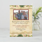 Kerstmis Waterverf Floral Magnolia Pine Wreate Feestdagenkaart (Staand voorkant)