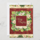 Kerstmis Waterverf Floral Magnolia Pine Wreate Feestdagenkaart (Achterkant)