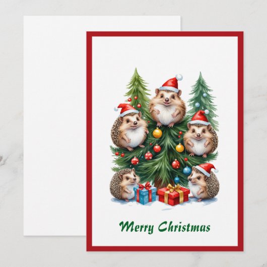 Kerstmis waterverf grappig knuffel dier vakantieka feestdagenkaart (Voorkant / Achterkant)