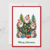 Kerstmis-waterverf Grappige Knuffel Dier Kerstkaar Feestdagenkaart (Voorkant)