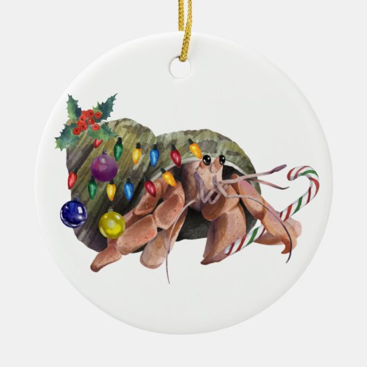 Kerstmis Waterverf Hermit Crab Crustaceancore Keramisch Ornament (Voorkant)