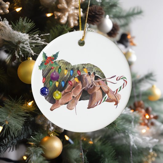 Kerstmis Waterverf Hermit Crab Crustaceancore Keramisch Ornament