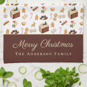 Kerstmis Waterverf Holiday Bakken Theedoek (Gevouwen)