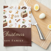 Kerstmis Waterverf Holiday Bakken Theedoek (Quarter Fold)