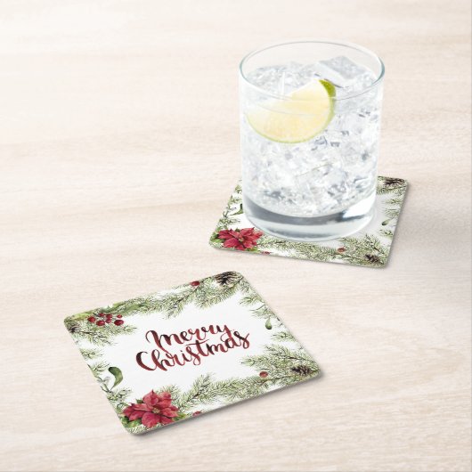 Kerstmis | Waterverf - Holly & Mistletoe Lijst Kartonnen Onderzetters (Insitu)